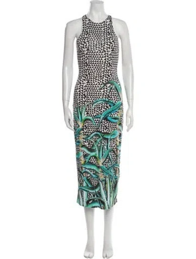 Pre-owned Mara Hoffman Printed Long Dress In White