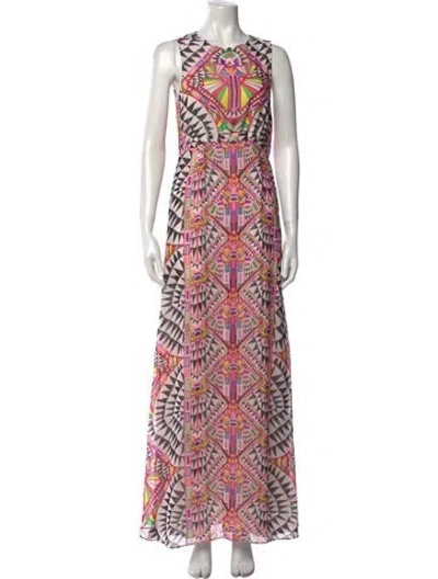 Pre-owned Mara Hoffman Printed Long Dress In White