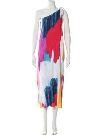 Pre-owned Mara Hoffman Printed Long Dress In White