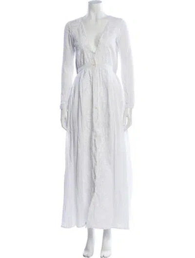 Pre-owned Mara Hoffman Printed Long Dress In White