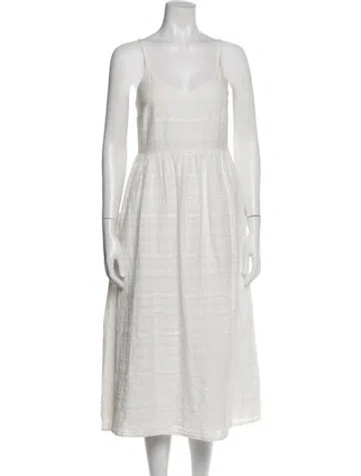 Pre-owned Mara Hoffman Printed Long Dress In White