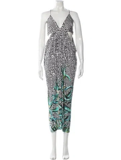 Pre-owned Mara Hoffman Printed Long Dress In White