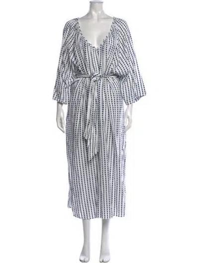 Pre-owned Mara Hoffman Printed Long Dress In White