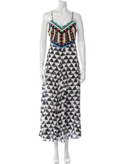 Pre-owned Mara Hoffman Printed Long Dress In White