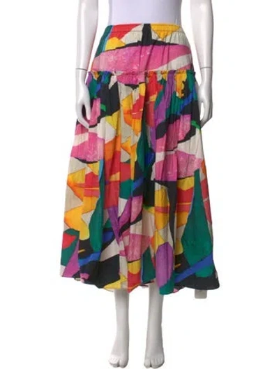 Pre-owned Mara Hoffman Printed Long Skirt In Pink