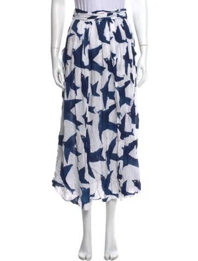 Pre-owned Mara Hoffman Printed Long Skirt In White