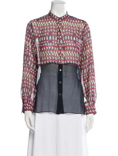 Pre-owned Mara Hoffman Printed Long Sleeve Button-up Top In Multi