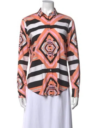 Pre-owned Mara Hoffman Printed Long Sleeve Button-up Top In Multi