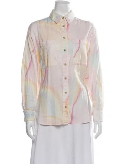 Pre-owned Mara Hoffman Printed Long Sleeve Button-up Top In Pink