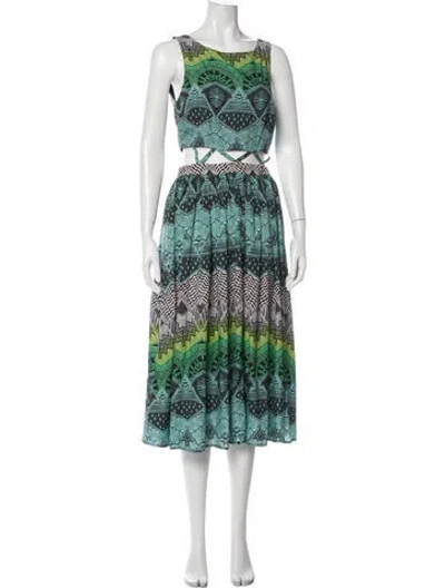 Pre-owned Mara Hoffman Printed Midi Length Dress In Blue