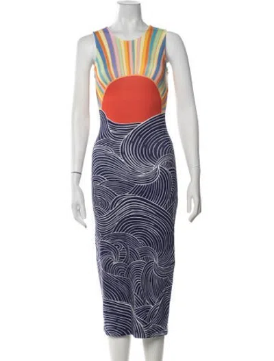 Pre-owned Mara Hoffman Printed Midi Length Dress In Blue