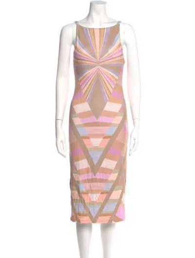 Pre-owned Mara Hoffman Printed Midi Length Dress In Brown