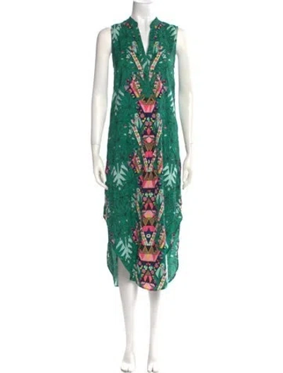 Pre-owned Mara Hoffman Printed Midi Length Dress In Green