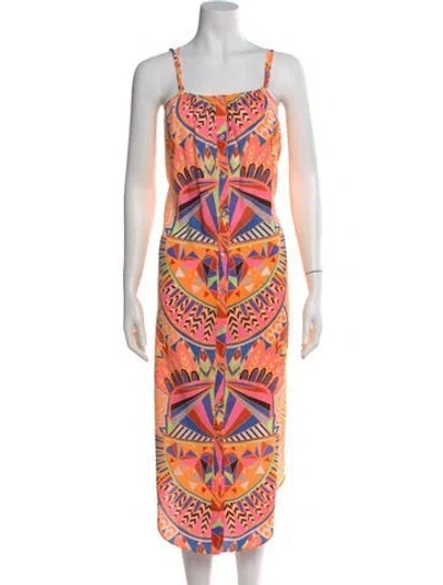 Pre-owned Mara Hoffman Printed Midi Length Dress In Orange