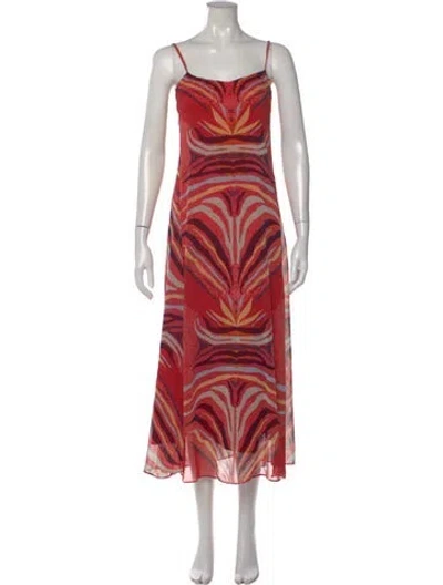 Pre-owned Mara Hoffman Printed Midi Length Dress In Red