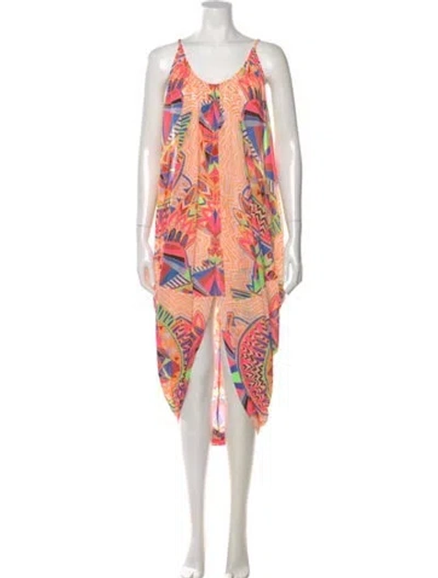 Pre-owned Mara Hoffman Printed Midi Length Dress W/ Tags In Orange