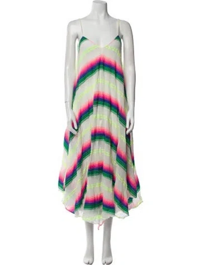 Pre-owned Mara Hoffman Printed Midi Length Dress In White