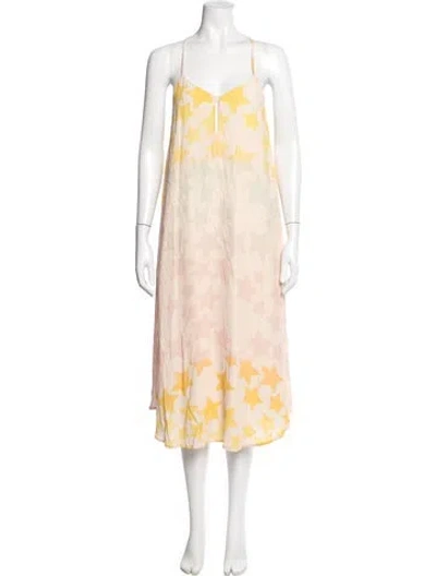 Pre-owned Mara Hoffman Printed Midi Length Dress In Yellow