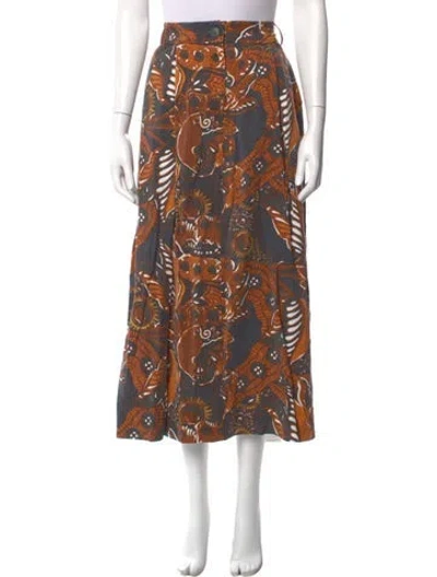 Pre-owned Mara Hoffman Printed Midi Length Skirt In Black