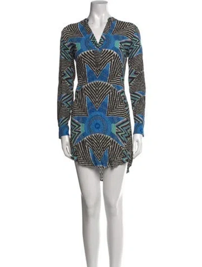 Pre-owned Mara Hoffman Printed Mini Dress In Blue
