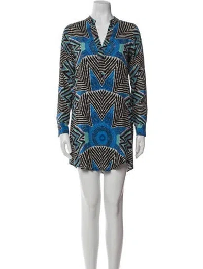 Pre-owned Mara Hoffman Printed Mini Dress In Blue