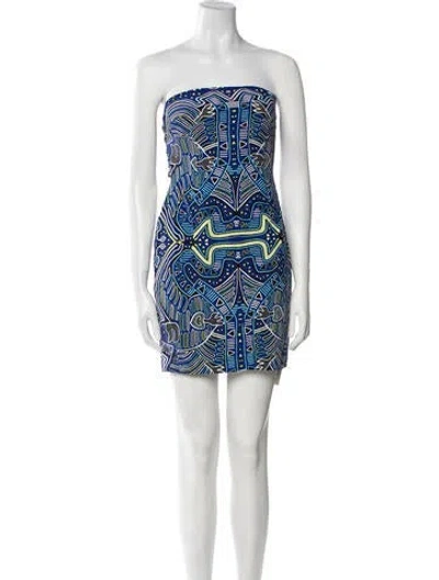 Pre-owned Mara Hoffman Printed Mini Dress In Blue