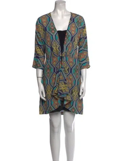 Pre-owned Mara Hoffman Printed Mini Dress In Blue