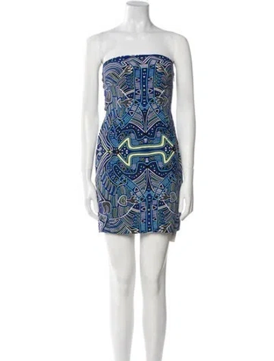 Pre-owned Mara Hoffman Printed Mini Dress In Blue
