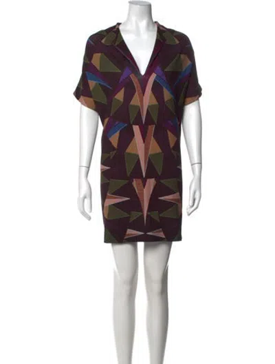 Pre-owned Mara Hoffman Printed Mini Dress In Burgundy