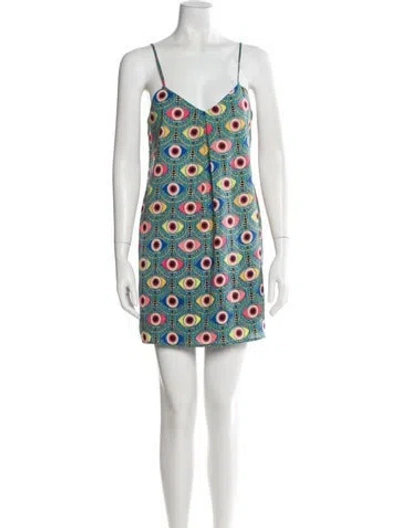 Pre-owned Mara Hoffman Printed Mini Dress In White
