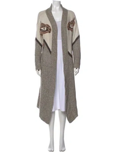 Pre-owned Mara Hoffman Printed Open Front Sweater In Neutral