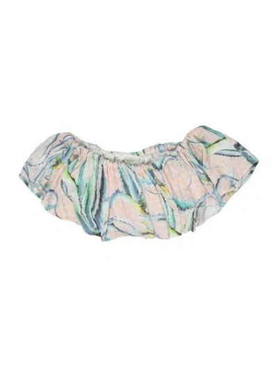 Pre-owned Mara Hoffman Printed Pleated Accents Top In Blue