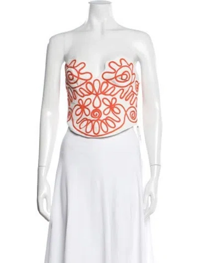 Pre-owned Mara Hoffman Printed Plunge Neckline Crop Top W/ Tags In Orange
