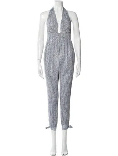 Pre-owned Mara Hoffman Printed Plunge Neckline Jumpsuit In Blue
