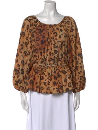 Pre-owned Mara Hoffman Printed Scoop Neck Blouse In Neutral