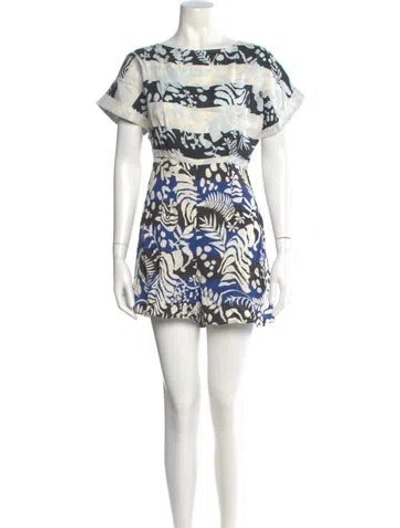 Pre-owned Mara Hoffman Printed Scoop Neck Romper In Neutral