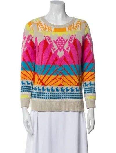 Pre-owned Mara Hoffman Printed Scoop Neck Sweater In Blue