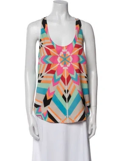 Pre-owned Mara Hoffman Printed Scoop Neck Top In Orange