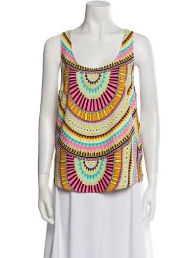 Pre-owned Mara Hoffman Printed Scoop Neck Top In Yellow