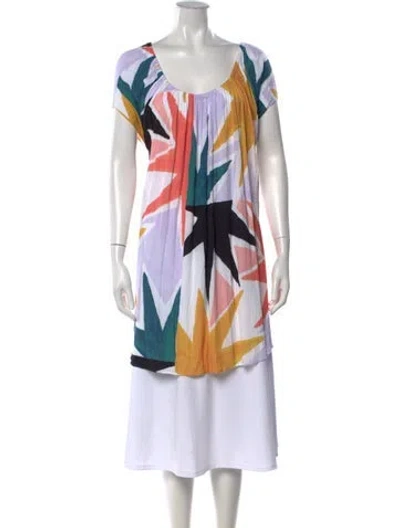Pre-owned Mara Hoffman Printed Scoop Neck Tunic In White