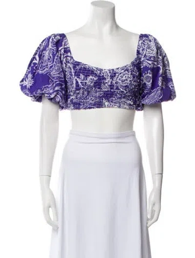 Pre-owned Mara Hoffman Printed Square Neckline Crop Top In Multi