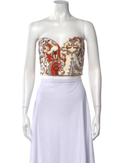 Pre-owned Mara Hoffman Printed Strapless Crop Top In Neutral