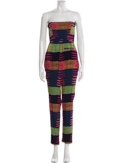 Pre-owned Mara Hoffman Printed Strapless Jumpsuit In Blue