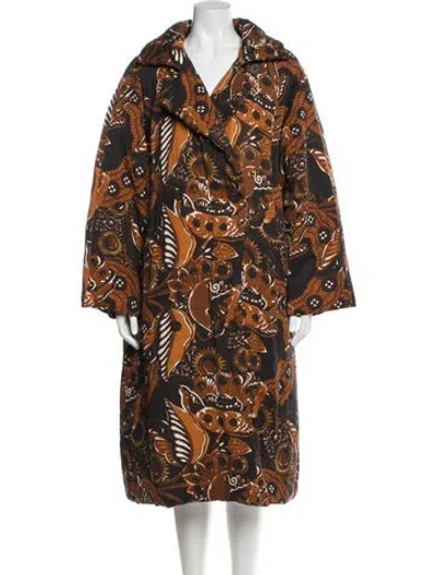 Pre-owned Mara Hoffman Printed Trench Coat In Black