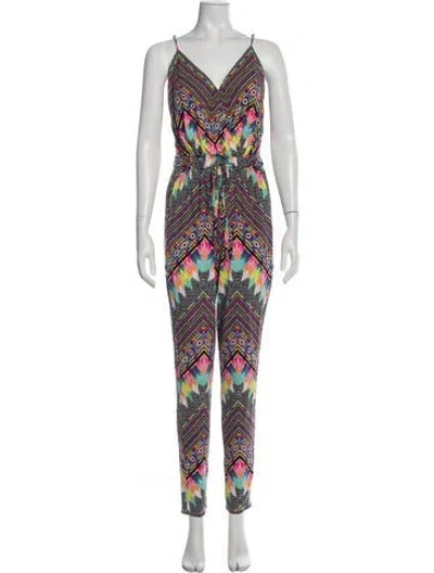 Pre-owned Mara Hoffman Printed V-neck Jumpsuit In Multi