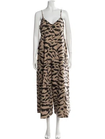 Pre-owned Mara Hoffman Printed V-neck Jumpsuit In Neutrals