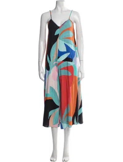 Pre-owned Mara Hoffman Printed V-neck Jumpsuit In Orange