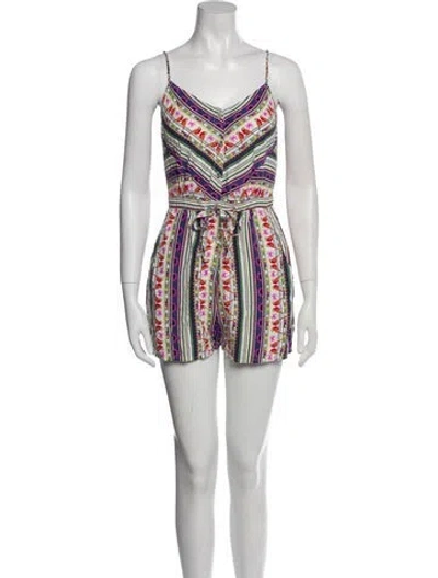 Pre-owned Mara Hoffman Printed V-neck Romper