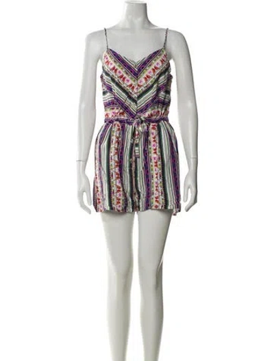 Pre-owned Mara Hoffman Printed V-neck Romper