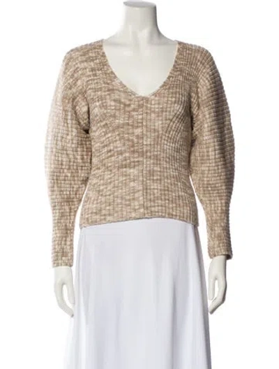 Pre-owned Mara Hoffman Printed V-neck Top In Neutral
